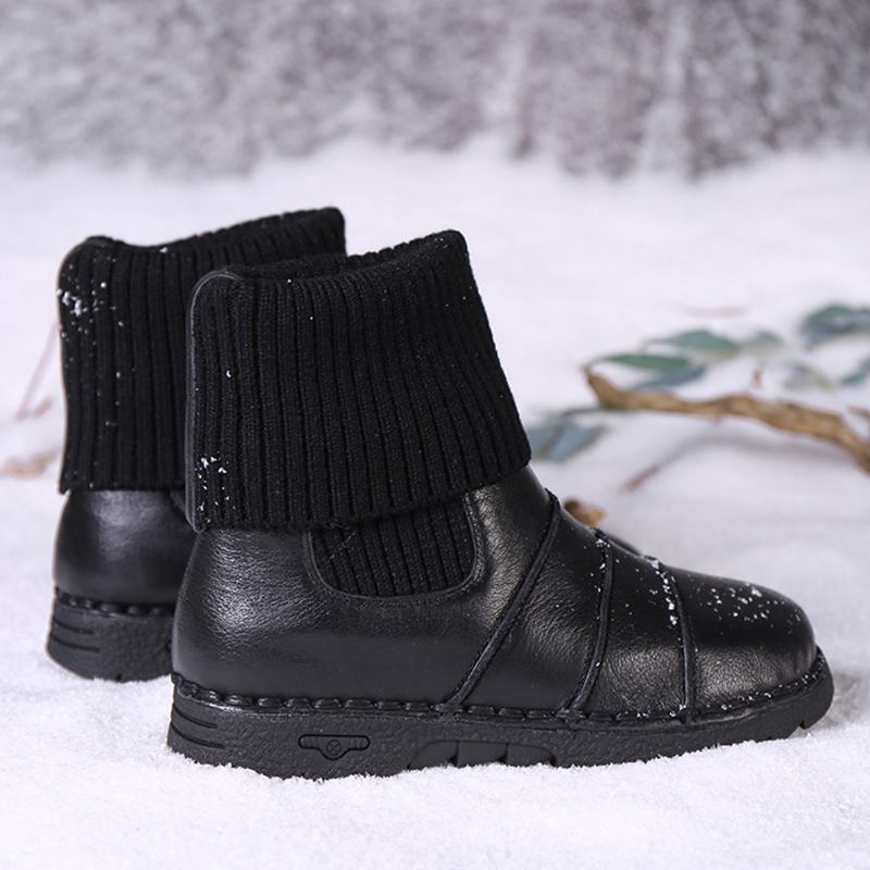 Kuskinnsøm. Varmt Fôr Slip-on Flat Snow Short Boots