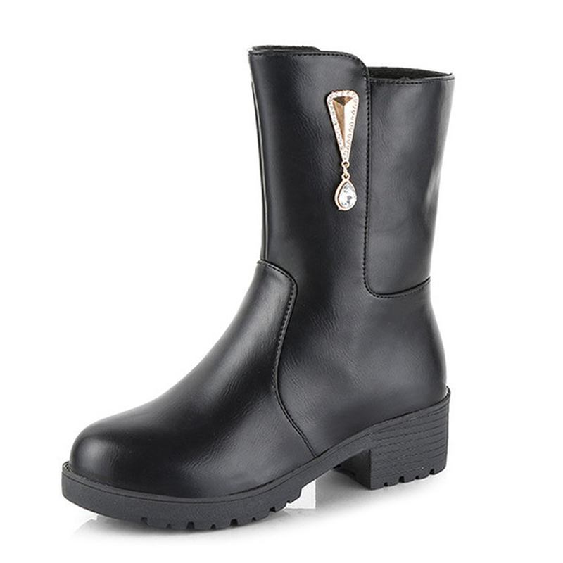 Kvinner Vinter Hold Varm Krystall Mote Mid-calf Boots