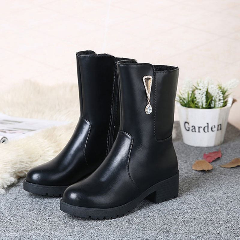 Kvinner Vinter Hold Varm Krystall Mote Mid-calf Boots