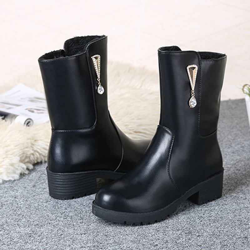 Kvinner Vinter Hold Varm Krystall Mote Mid-calf Boots