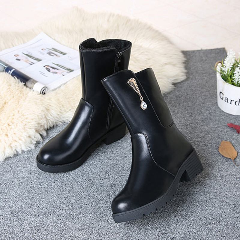 Kvinner Vinter Hold Varm Krystall Mote Mid-calf Boots