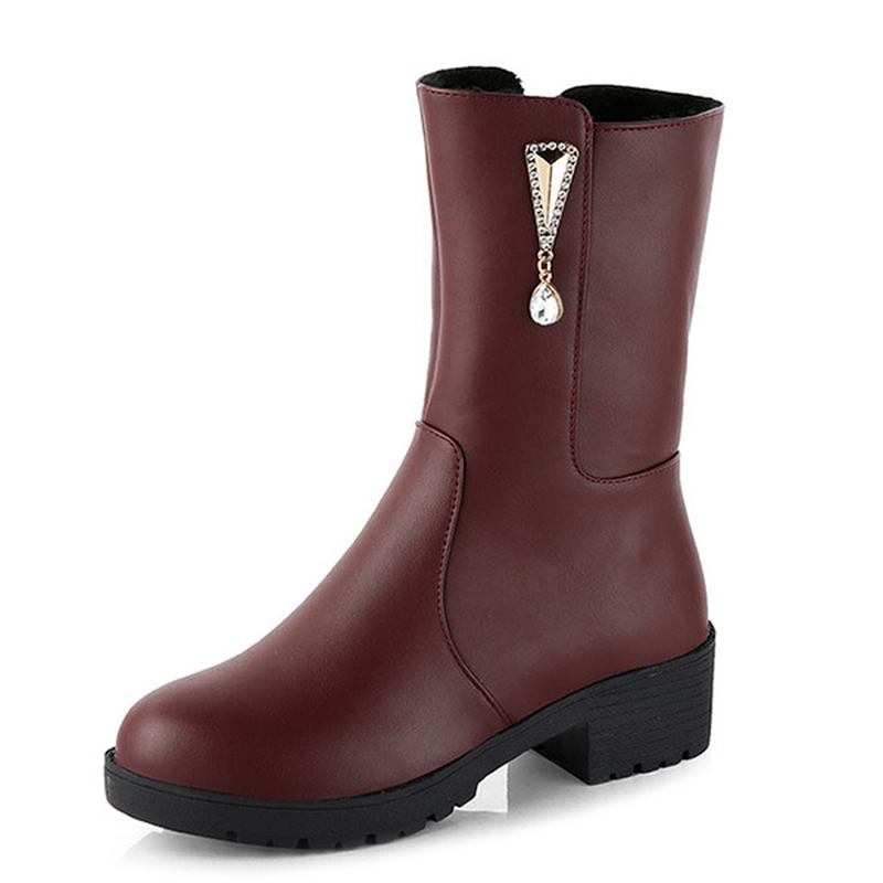 Kvinner Vinter Hold Varm Krystall Mote Mid-calf Boots