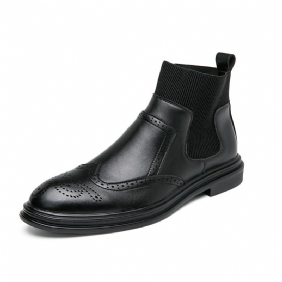 Menn Brogue Elastic Slip On Chelsea Boots