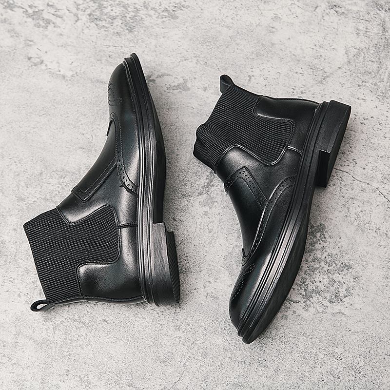 Menn Brogue Elastic Slip On Chelsea Boots