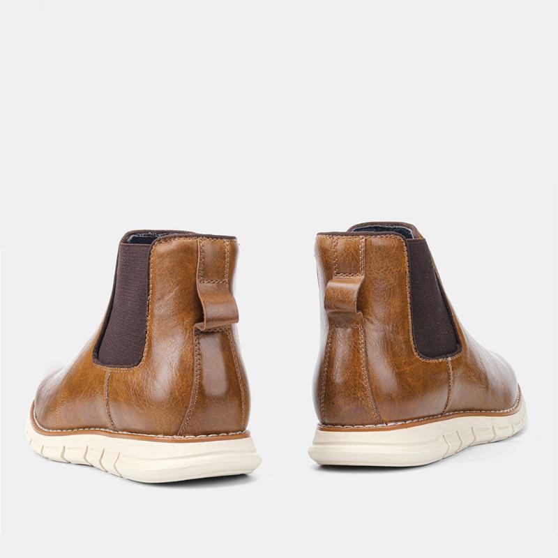 Menn Leather Soft Sole Rund Tå Slip On Trendy Chelsea Fritids Boots