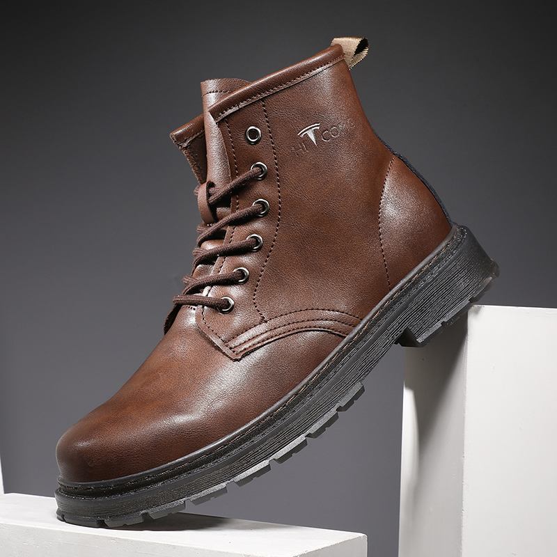 Menn Leather Soft Sole Rund Tå Vintage England Style Fritids Martin Boots