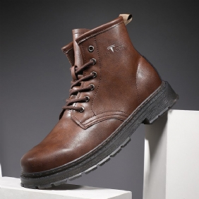 Menn Leather Soft Sole Rund Tå Vintage England Style Fritids Martin Boots