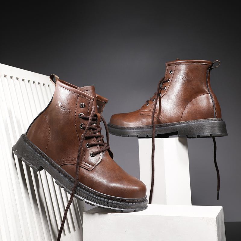 Menn Leather Soft Sole Rund Tå Vintage England Style Fritids Martin Boots