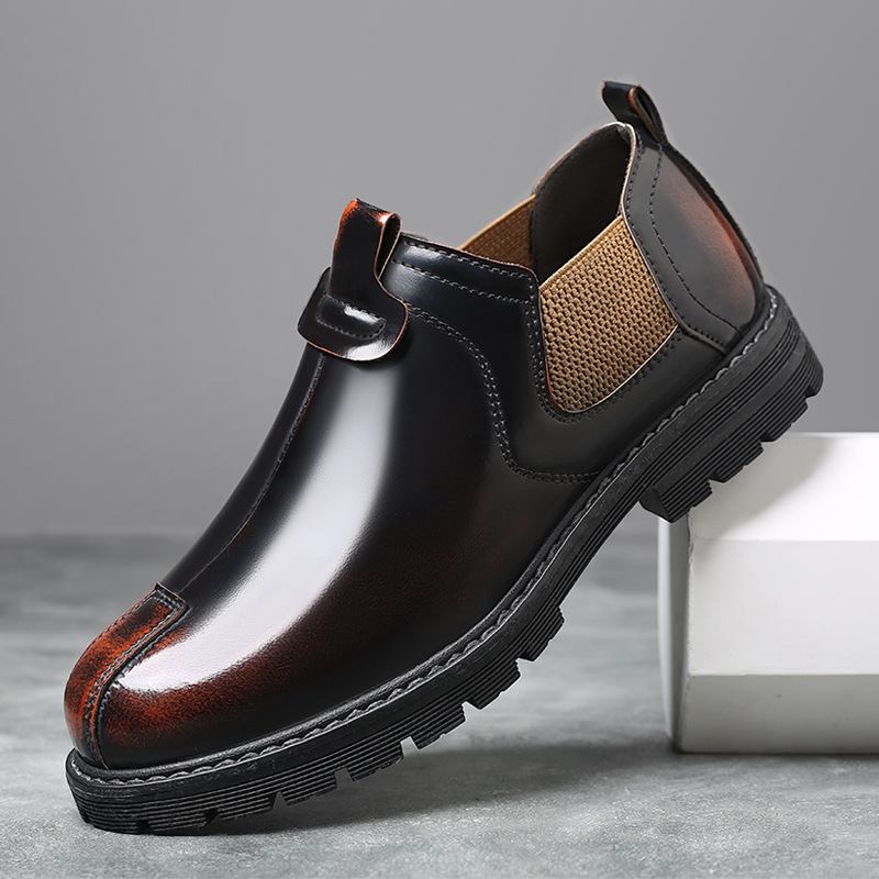 Menn Pustende Rund Tå Myk Såle England Style Slip On Fritids Chelsea Boots