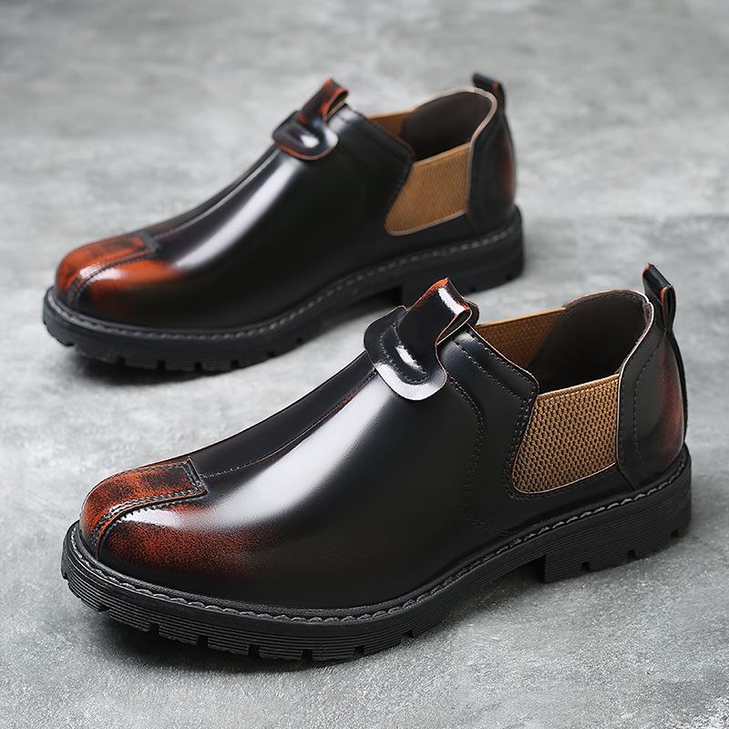 Menn Pustende Rund Tå Myk Såle England Style Slip On Fritids Chelsea Boots