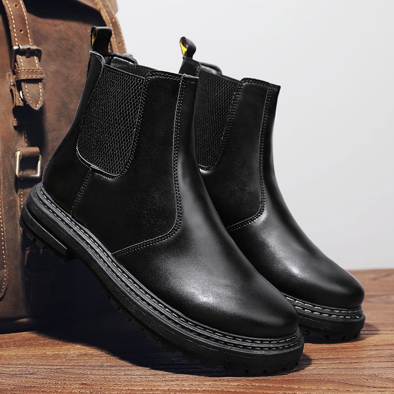 Menn Søm Elastisk Bånd Pure Color Brief Fritids Chelsea Boots