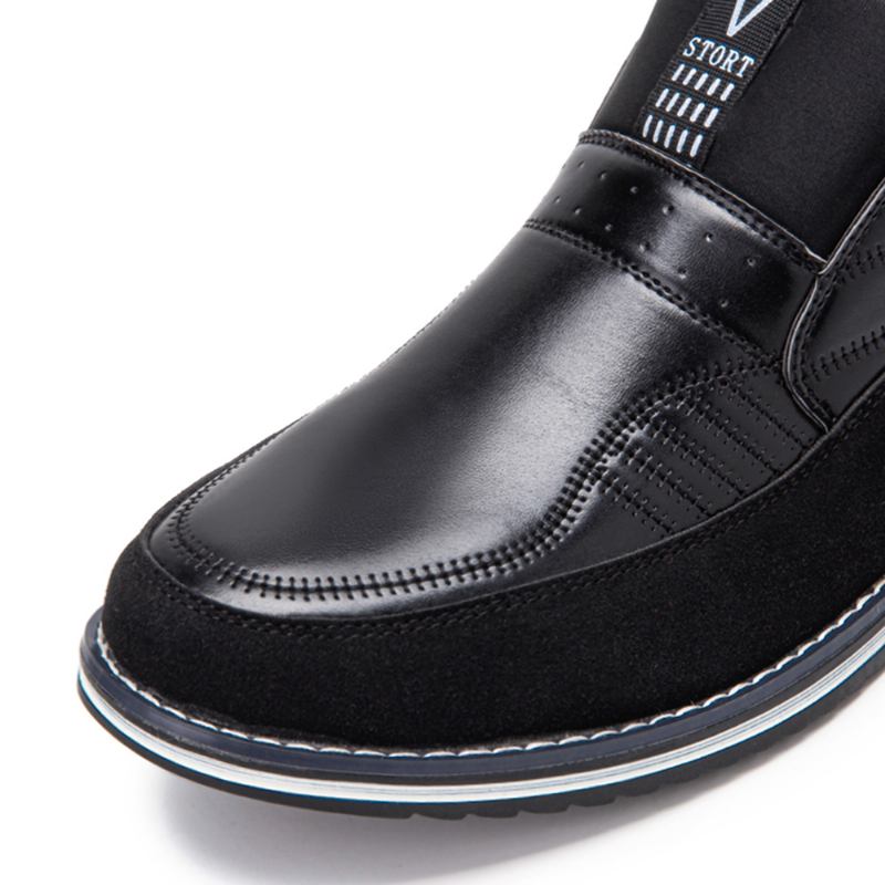 Menn Syr Pledd Business Fritids Slip On Leather Ankelstøvletter