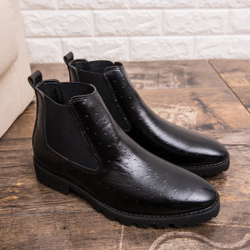 Menn Vintage Elastisk Slip-on Business Skinn Ankel Chelsea Boots