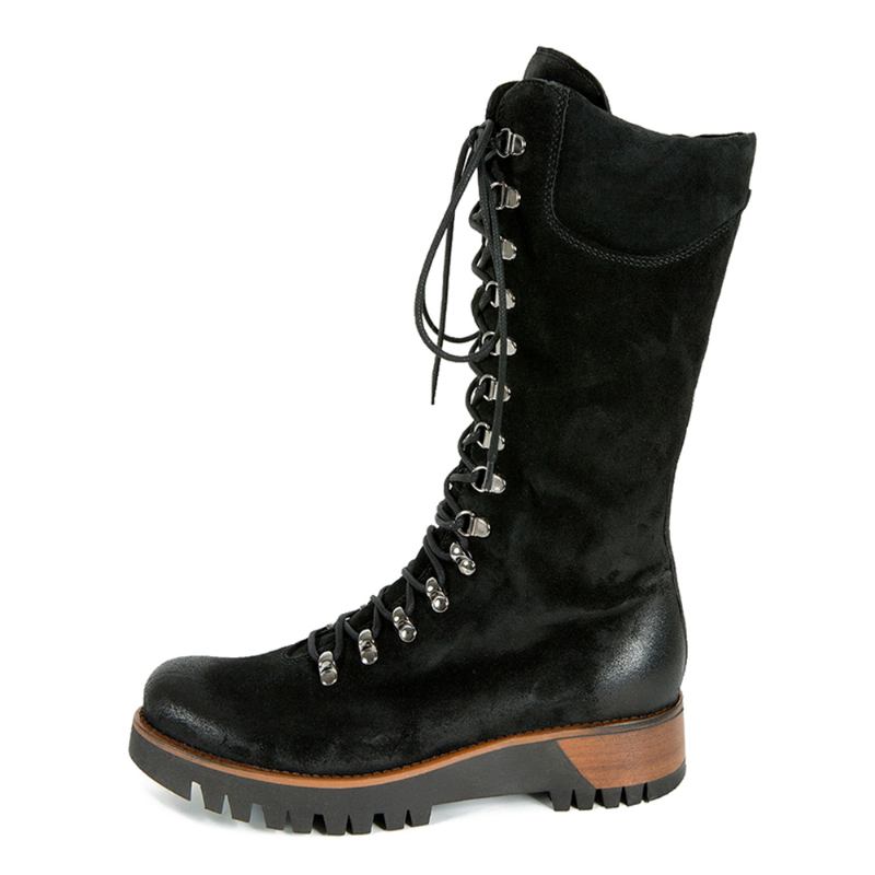 Pluss Size Kvinner Bærbare Semsket Side Glidelås Mid Calf Combat Boots