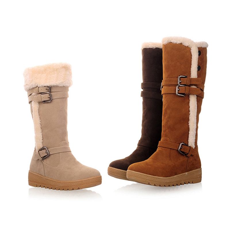 Us Størrelse 5-12 Dame Vinter Pels Fôr Holder Varm Mid Calf Snow Boots