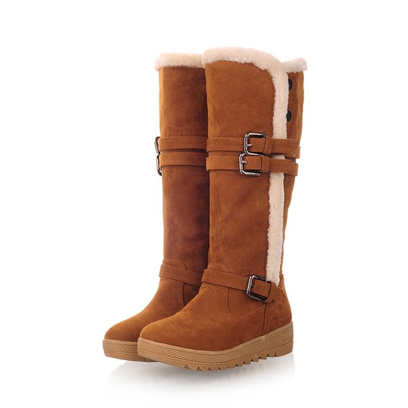 Us Størrelse 5-12 Dame Vinter Pels Fôr Holder Varm Mid Calf Snow Boots