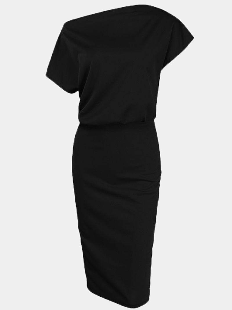 Elegant Bodycon-kjole I Ensfarge For Kvinner