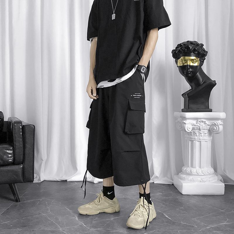 Cropped Pants Herre Sommer Thin Overalls Koreansk Versjon