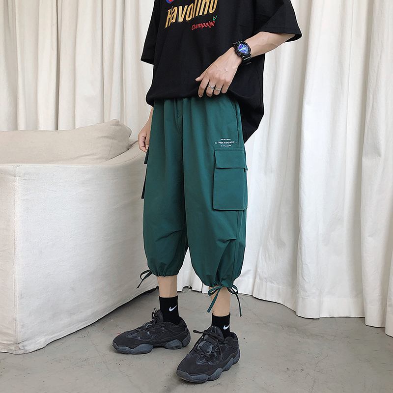 Cropped Pants Herre Sommer Thin Overalls Koreansk Versjon