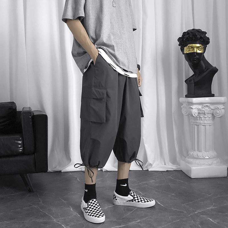 Cropped Pants Herre Sommer Thin Overalls Koreansk Versjon