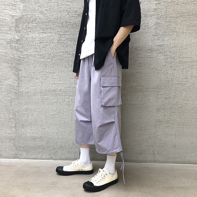 Cropped Pants Herre Sommer Thin Overalls Koreansk Versjon