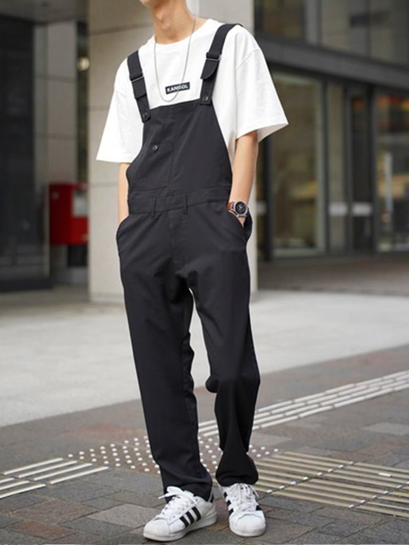 Herre 100% Bomull Jumpsuit Med Løs Lommer One Pants