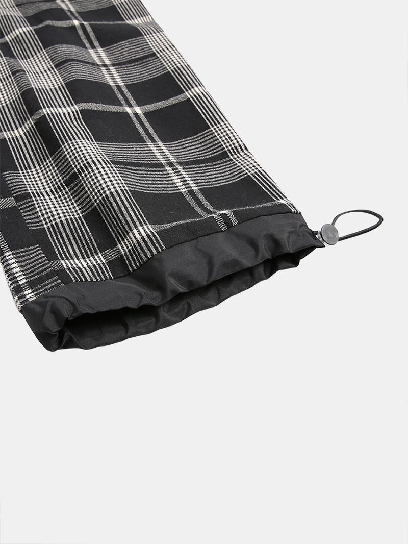 Herre 100% Bomull Tartan Plaid Løs Elastisk Midje Cargobukser Med Lomme