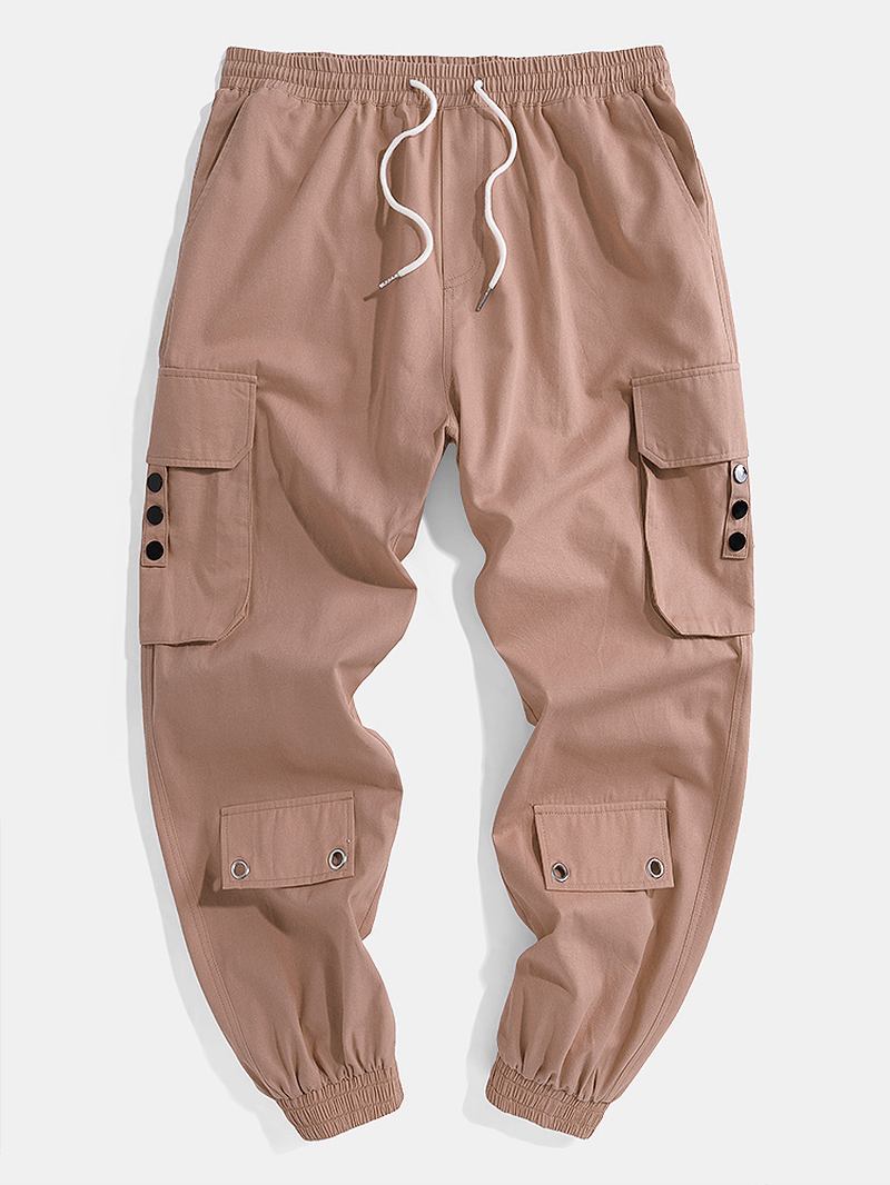 Herre 100% Bomull Utility Snøring Relaxed Fit Cuffed Cargo Pants