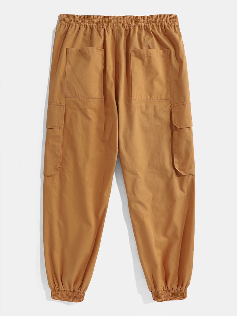 Herre 100% Bomull Utility Snøring Relaxed Fit Cuffed Cargo Pants