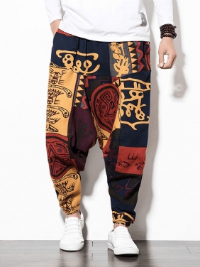 Herre Bomull Lin Vintage Harem Pants Hip Hop Wide Leg Bukser