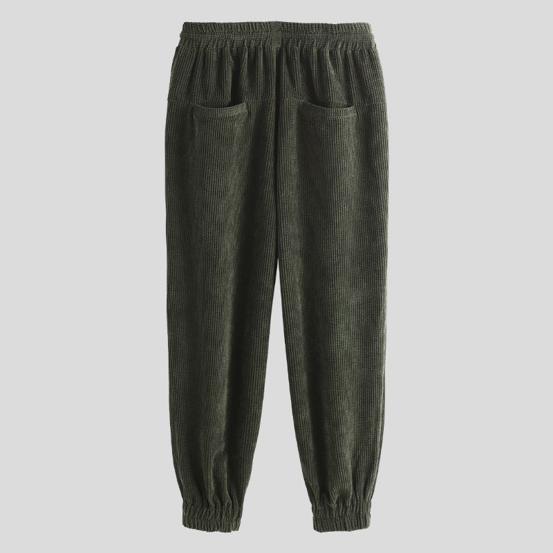 Herre Corduroy Elastiske Midjelommer Jogger Fritids Bukser