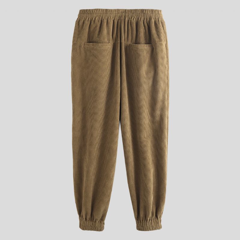 Herre Corduroy Elastiske Midjelommer Jogger Fritids Bukser