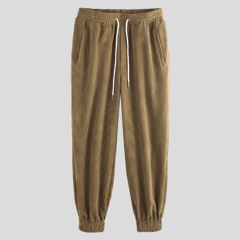 Herre Corduroy Elastiske Midjelommer Jogger Fritids Bukser