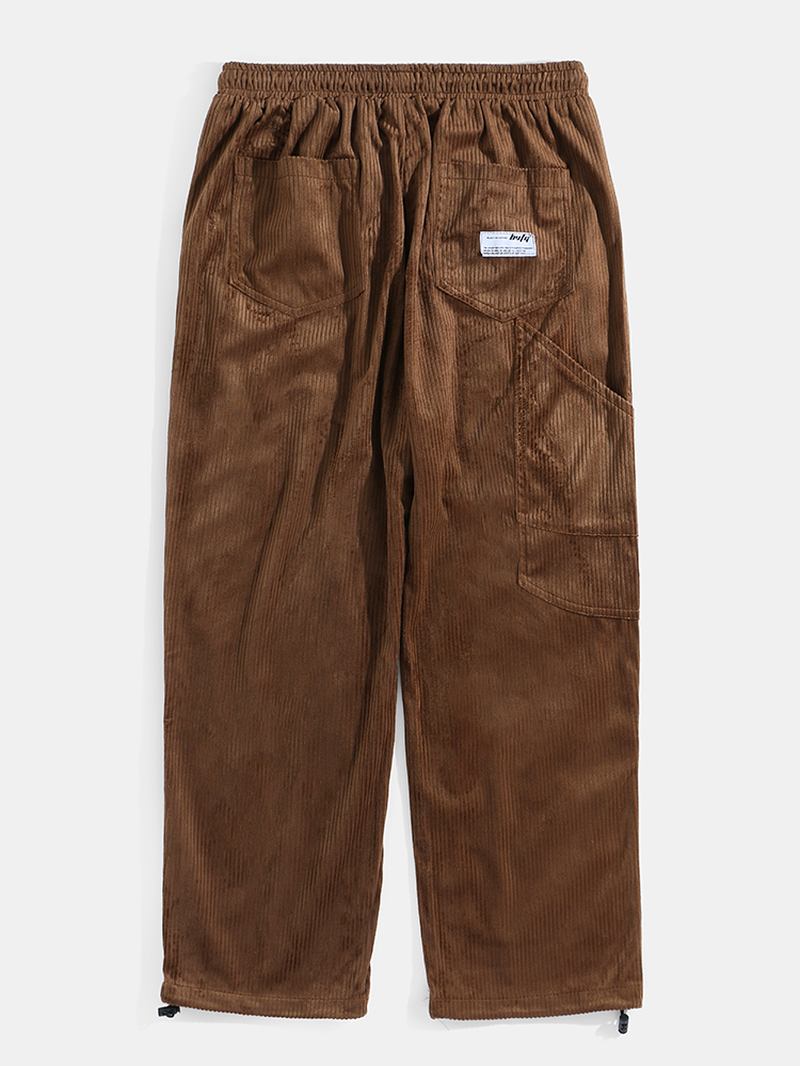 Herre Corduroy Multi Pocket Elastisk Midje Snøring Fritids Bukser