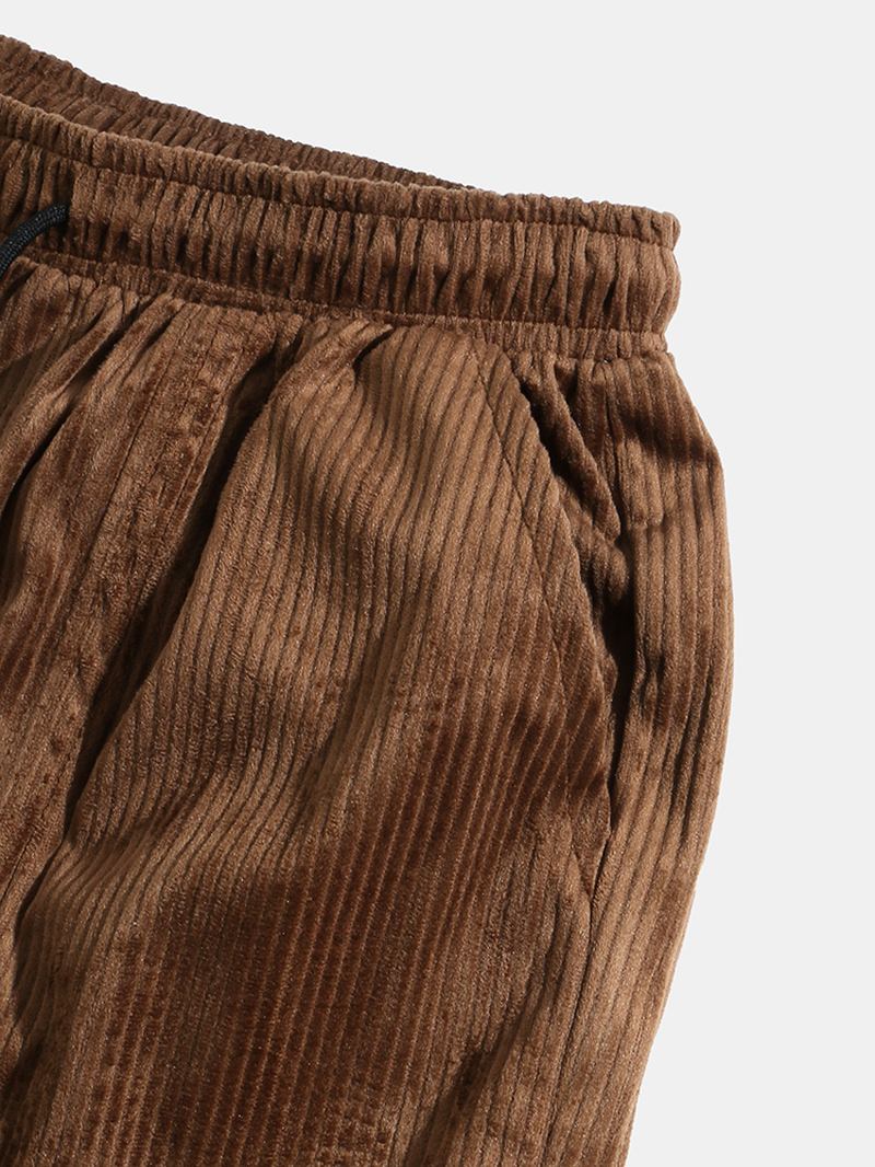 Herre Corduroy Multi Pocket Elastisk Midje Snøring Fritids Bukser