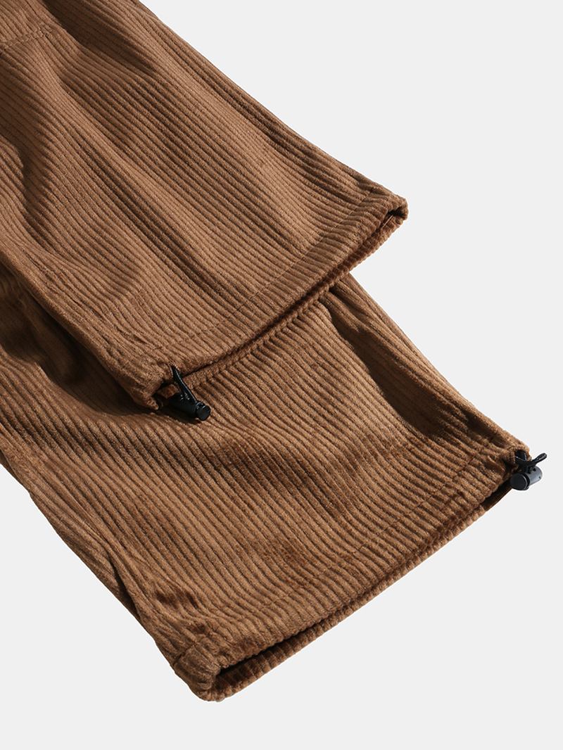 Herre Corduroy Multi Pocket Elastisk Midje Snøring Fritids Bukser