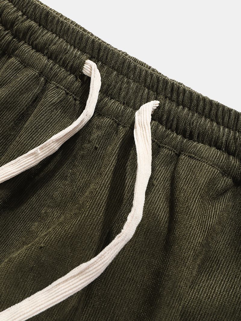 Herre Corduroy Side Stripe Fritids Joggerbukser Med Snøring