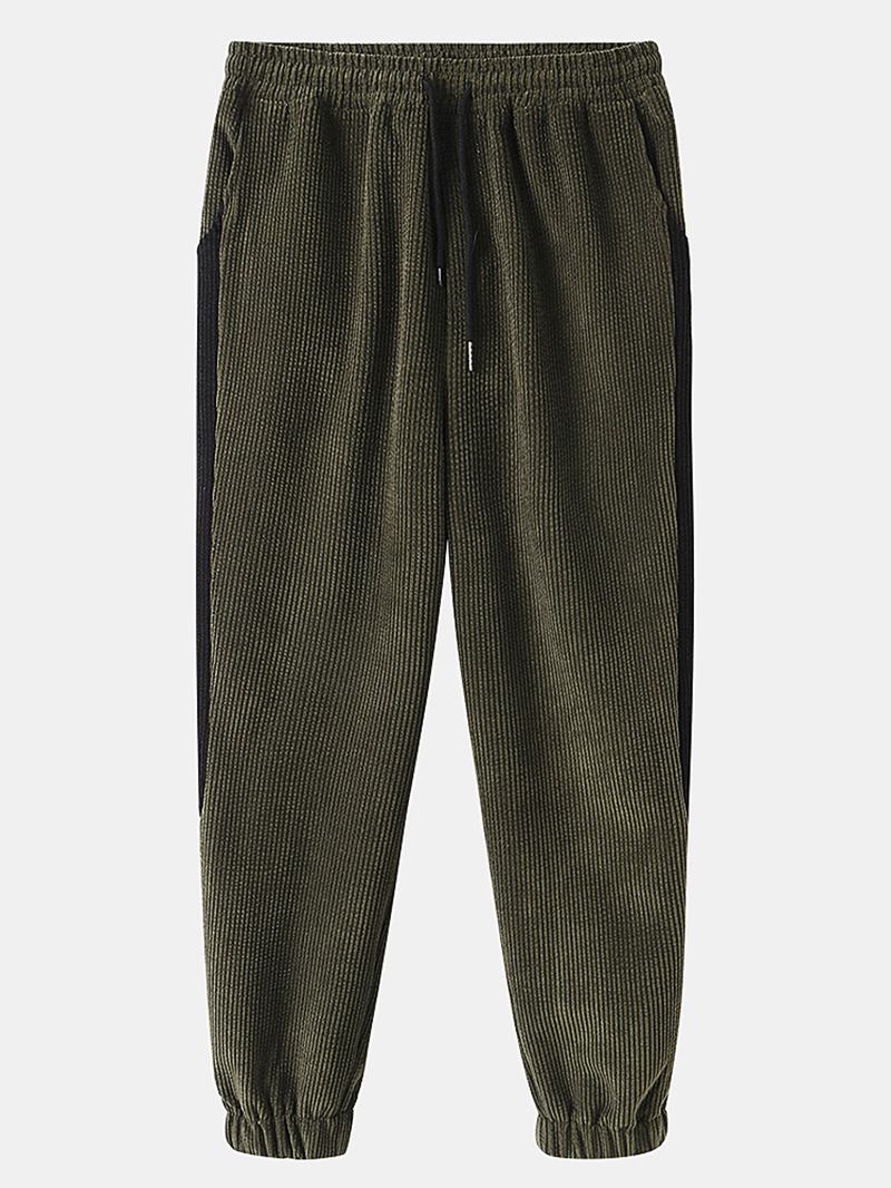 Herre Corduroy Side Stripe Jogging Fritids Bukser Med Lomme