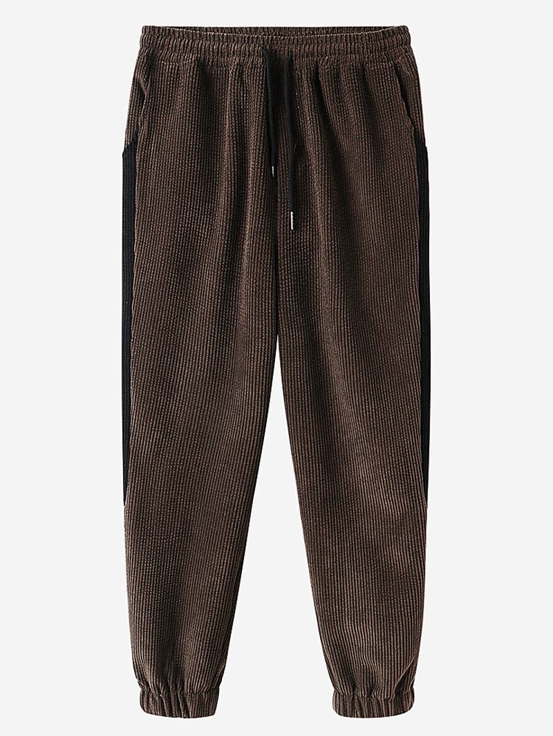 Herre Corduroy Side Stripe Jogging Fritids Bukser Med Lomme