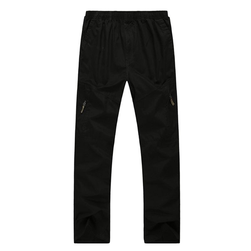 Herre Fritids Straight Leg Loose Bukser Ensfarget Elastisk Midje Multi Pocket-pants