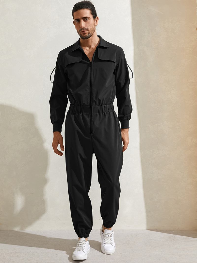 Herre Glidelås Opp Lapel Collar Fritid Jumpsuit