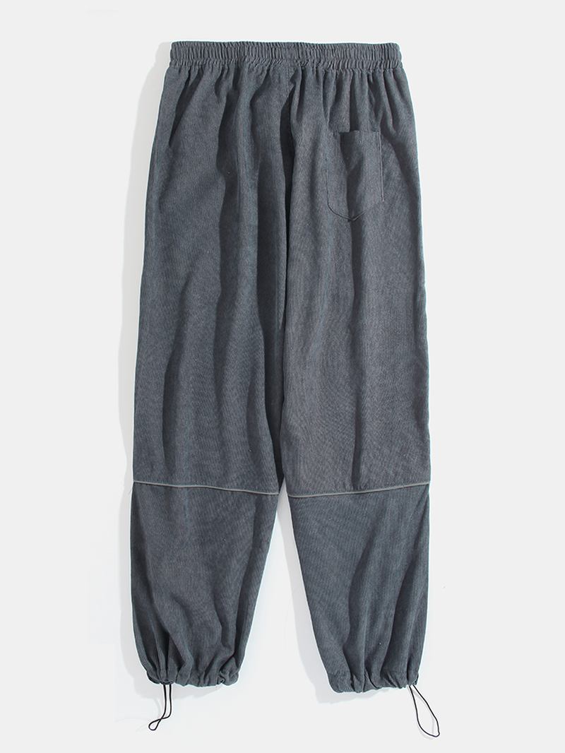 Herre Letter Corduroy Mid Waist Fritids Bukser Med Lomme