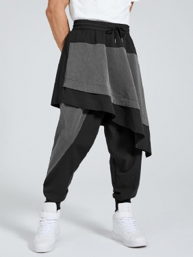 Herre Punk Drawstring Patchwork Color Block Harem Pants