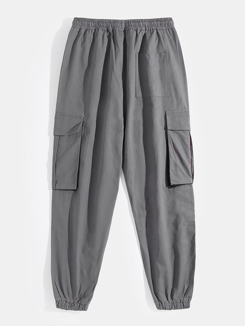 Herre Side Striped Patchwork Bomull Snøring Mansjett Cargo Jogger Pants