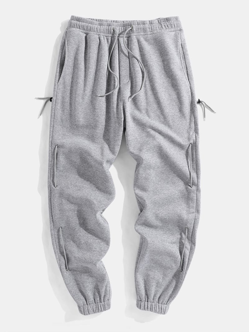 Herre Solid Color Side Snøring Detalj Relaxed Fit Jogger Pants