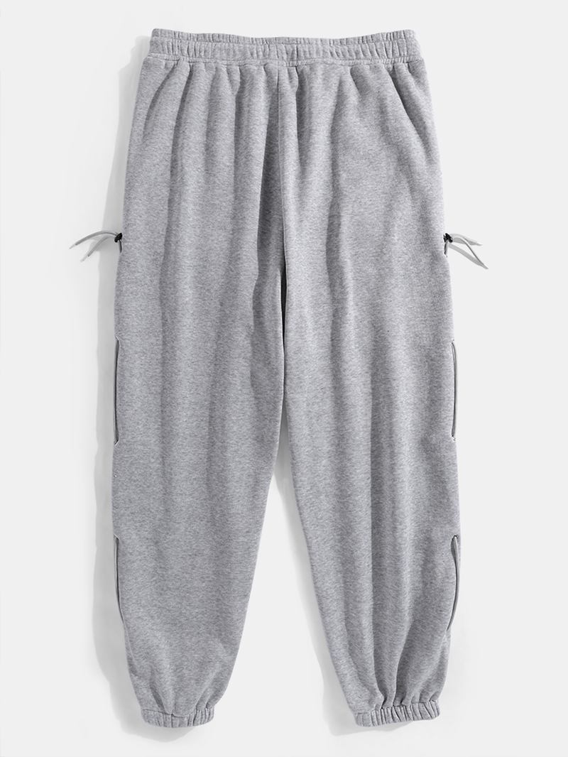 Herre Solid Color Side Snøring Detalj Relaxed Fit Jogger Pants