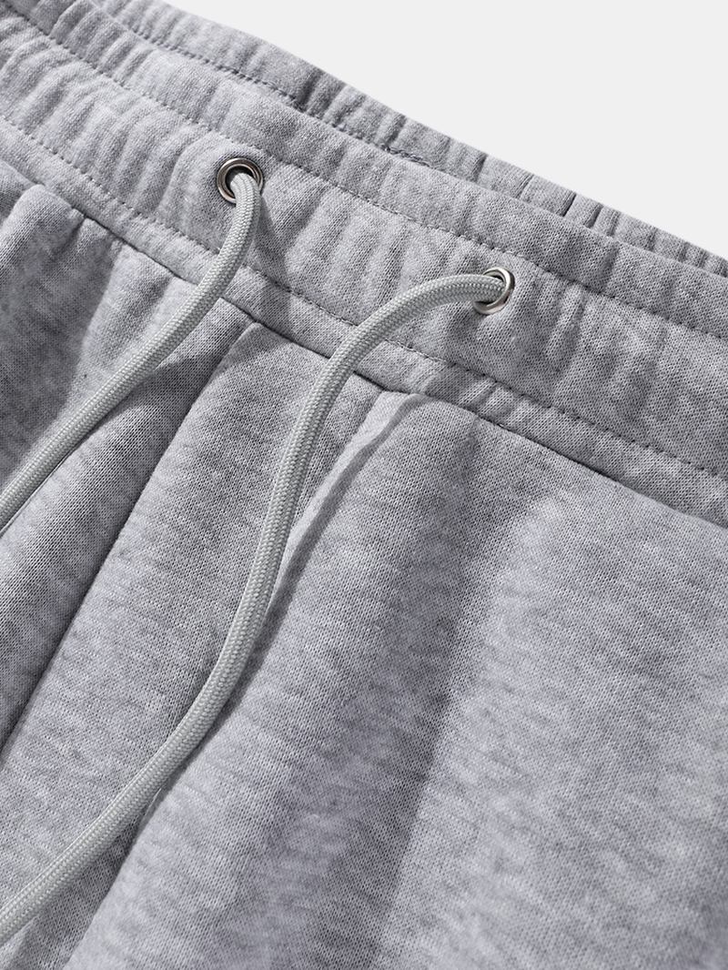 Herre Solid Color Side Snøring Detalj Relaxed Fit Jogger Pants