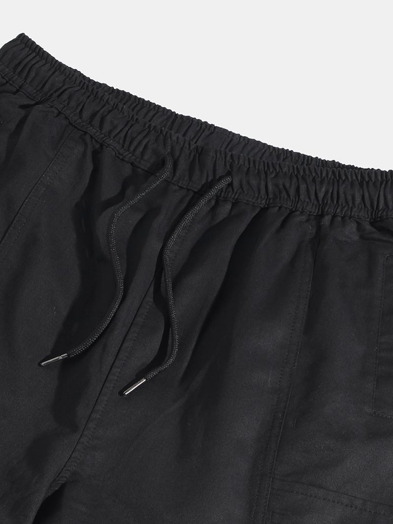 Herre Søm Detalj Elastisk Ankel Bomull Snøring Cargo Jogger Pants