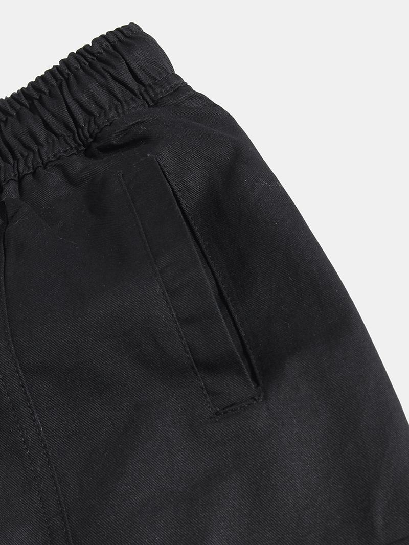 Herre Søm Detalj Elastisk Ankel Bomull Snøring Cargo Jogger Pants