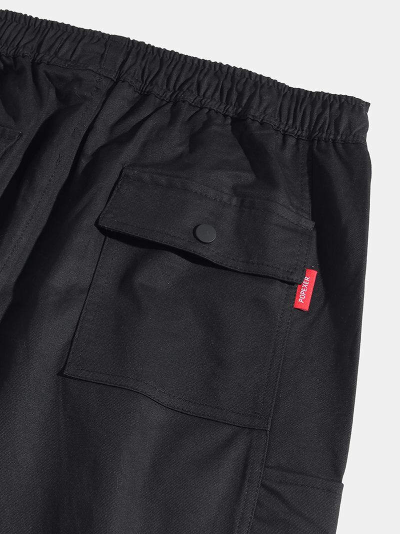 Herre Søm Detalj Elastisk Ankel Bomull Snøring Cargo Jogger Pants